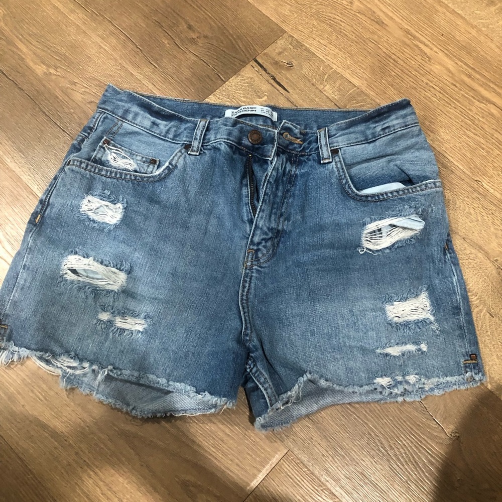 High waisted denim shorts